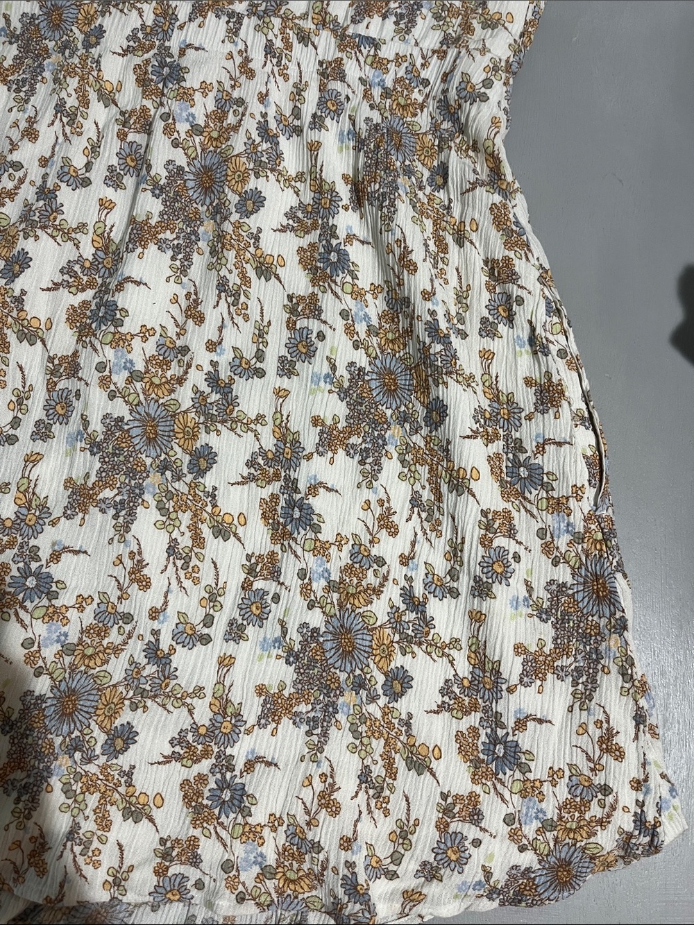 Abercrombie & Fitch Floral Midi Skirt in White, Mustard, and Dusty Blue - Picture 14 of 16
